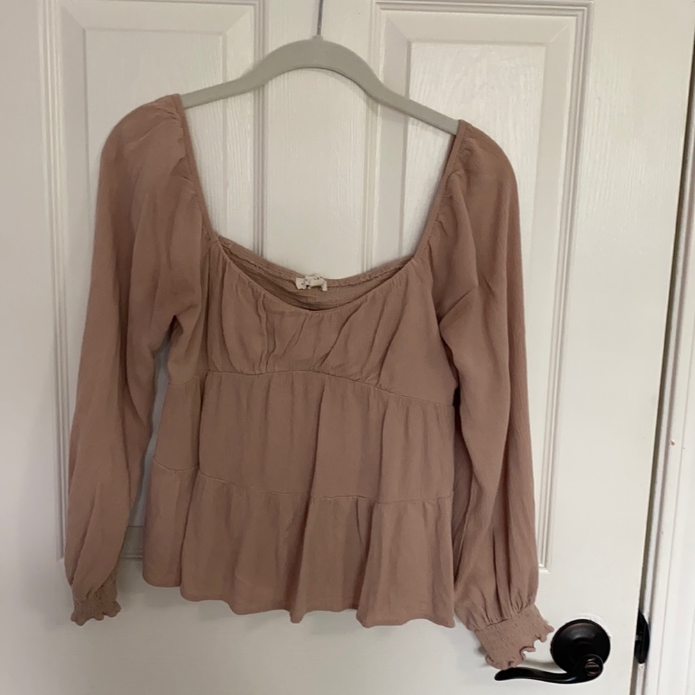 Flowy Tiered Blouse, Pink